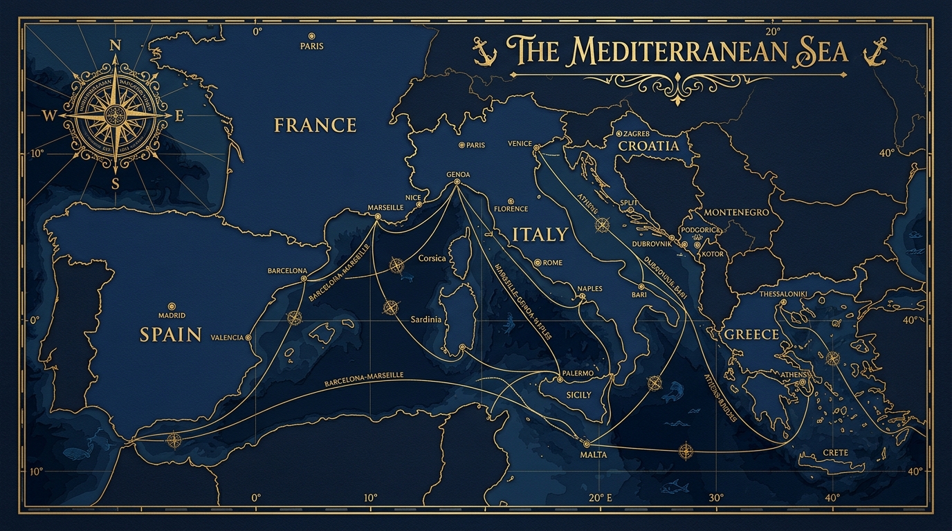 Mediterranean Yachting Search Route