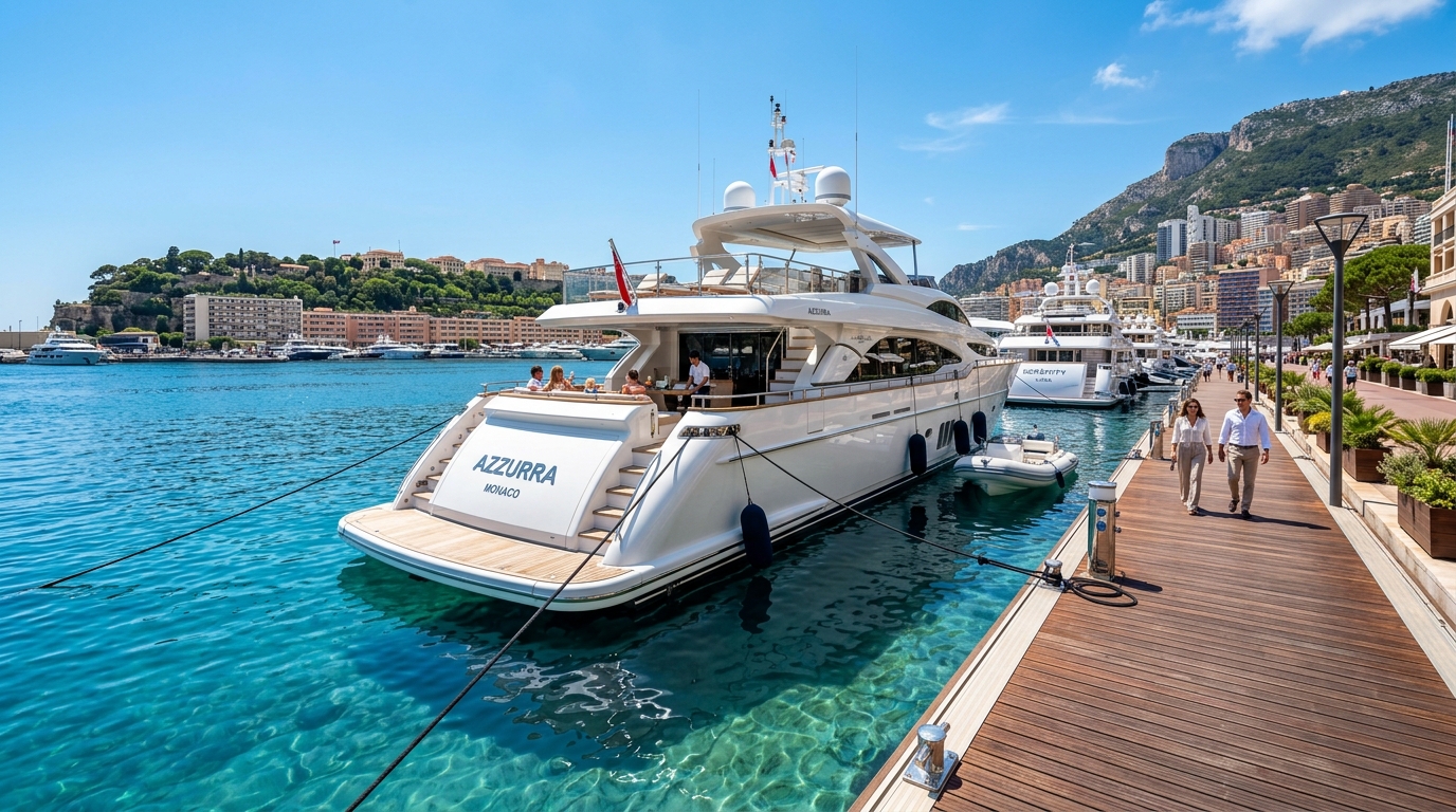 Luxury yacht in Mediterranean marina