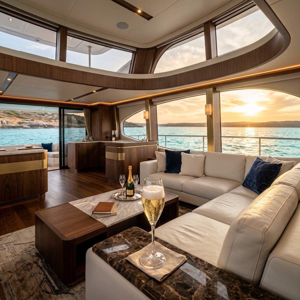Luxury yacht interior saloon